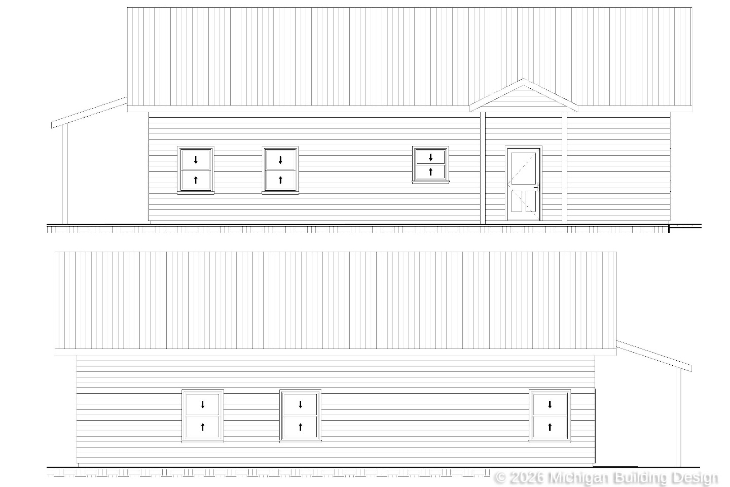 Michigan-Building-Design-Barndominium-Floorplans-Manistique-elevation-front-back